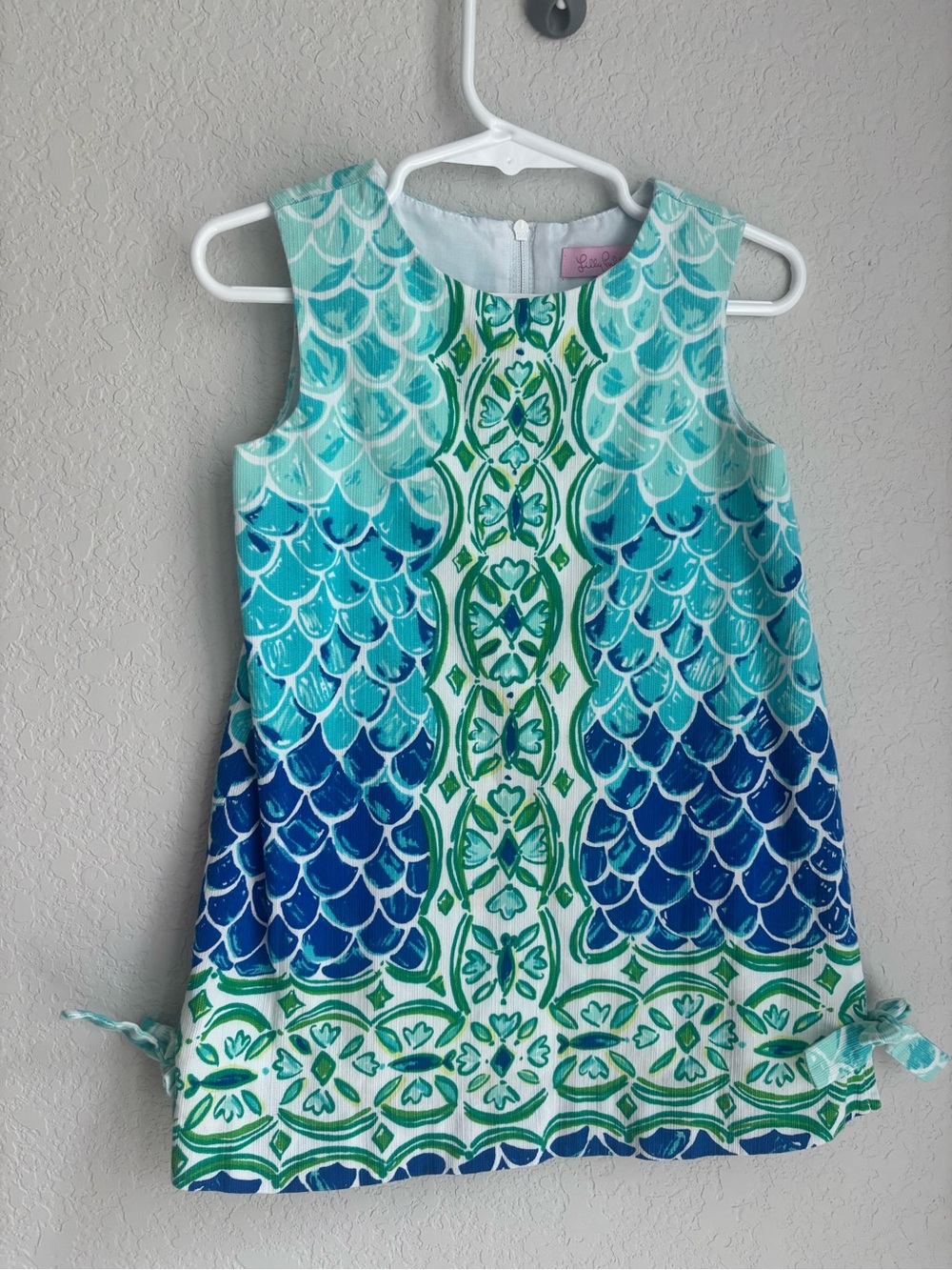 Lilly Pulitzer Aqua & Navy Patterned Sleeveless Shift Dress